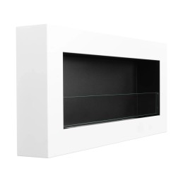 Biokominek wiszący z szybą 900x400 Box biały strukturalny mat