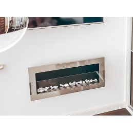 Biokominek wiszący z szybą 900x400 Inox