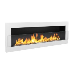 Biokominek wiszący z szybą 1200x400 biały połysk