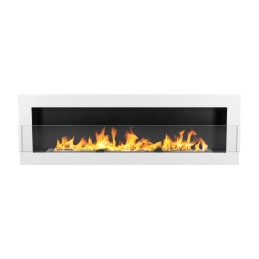 Biokominek wiszący z szybą 1200x400 biały połysk