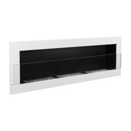 Biokominek wiszący z szybą 1200x400 biały połysk