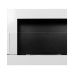 Biokominek wiszący z szybą 1200x400 biały połysk