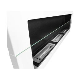 Biokominek wiszący z szybą 1200x400 biały połysk