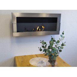 Biokominek wiszący z szybą 900x400 Inox