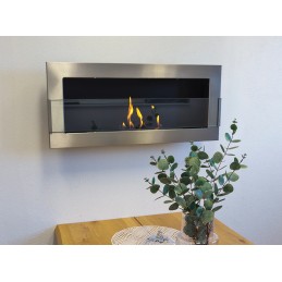 Biokominek wiszący z szybą 900x400 Inox