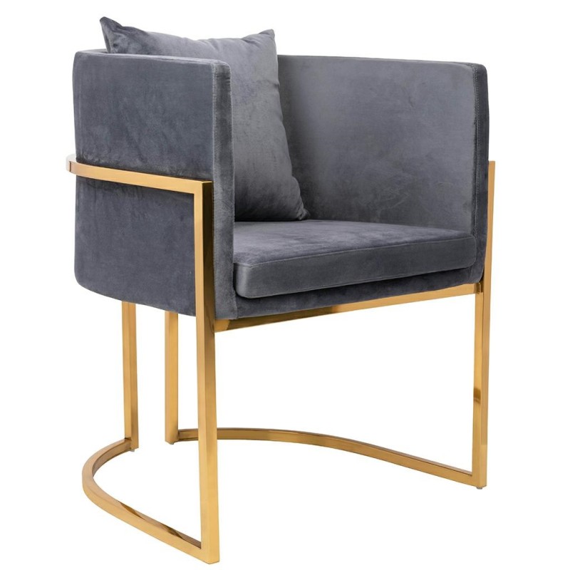 Fotel CHLOE VELVET ciemny szary - metal,  welur