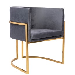Fotel CHLOE VELVET ciemny szary - metal,  welur
