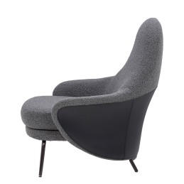 Fotel LOBBY TEDDY szary - stal, opal