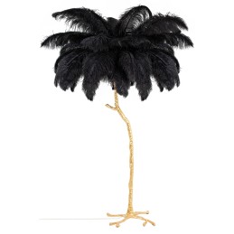 MOOSEE lampa podłogowa TIFFANY 175        czarna mosiądz / naturalne pióra