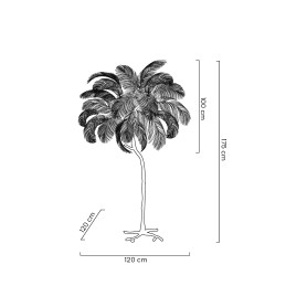 MOOSEE lampa podłogowa TIFFANY 175        czarna mosiądz / naturalne pióra