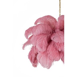 MOOSEE lampa wisząca TIFFANY 135 różowa   mosiądz / naturalne pióra