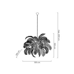 MOOSEE lampa wisząca TIFFANY 135 różowa   mosiądz / naturalne pióra
