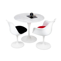 Stół TULIP MARBLE 90 CARRARA biały -      marmur, metal