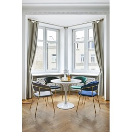 Stół TULIP MARBLE 90 CARRARA biały -      marmur, metal