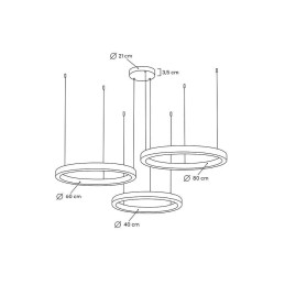 MOOSEE lampa wisząca RING 40 + 60 + 80    złota na jednej podsufitce