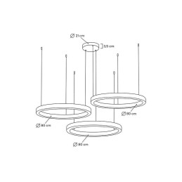 MOOSEE lampa wisząca RING 80 + 80 + 80    złota na jednej podsufitce
