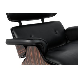 Fotel LOUNGE HM czarny / heban z podnóżkiem