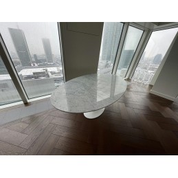 Stół TULIP ELLIPSE MARBLE CARRARA 200     biały - marmur, metal