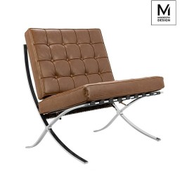 MODESTO fotel BARCELON VINTAGE PU - ekoskóra, stal polerowana